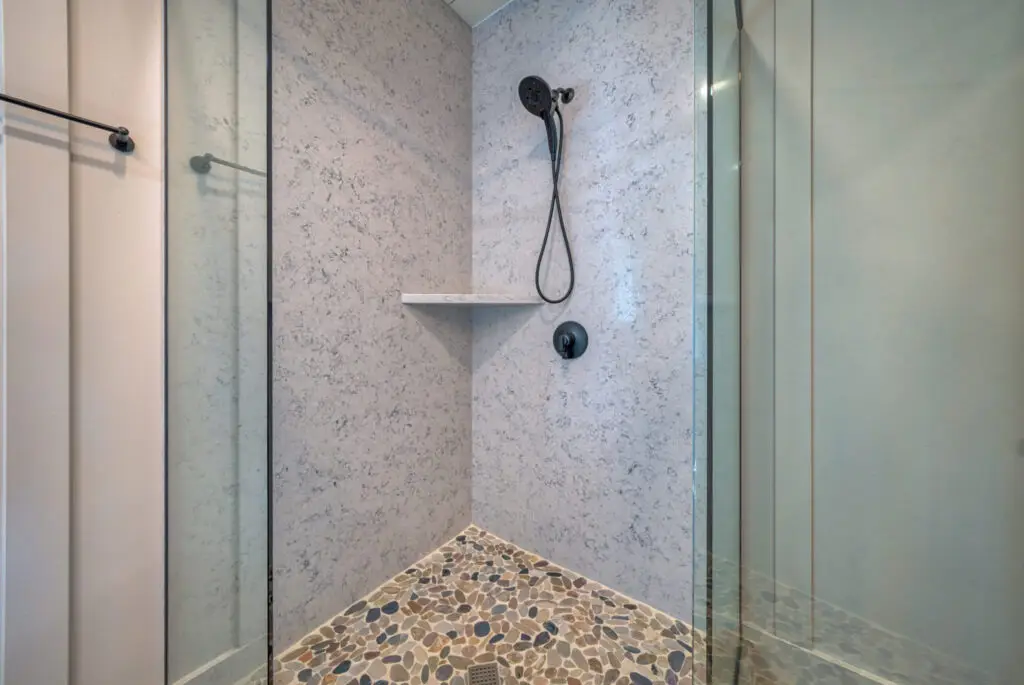 A Standing Shower Design by Harvell Homes in Powell Wyoming
